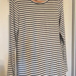 Halogen Black and White Striped Top